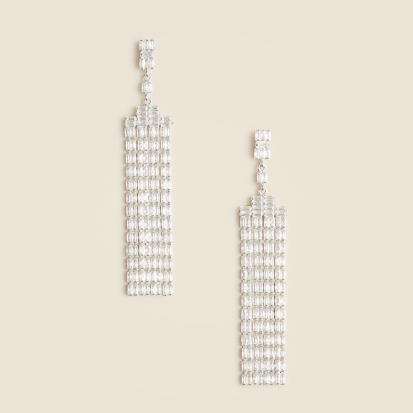 New JCREW Crystal Chandelier Earrings in Shiny Matte Silver $69 CB840 - Picture 1 of 2